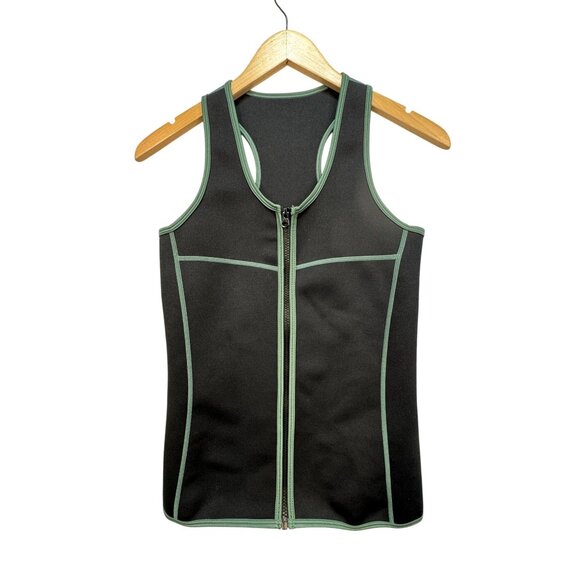 Crane Tops - Crane Womens Sauna Sweat Suit Vest Size M Black Full Zip Activewear Training